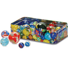 Marbles In A Tin - Traditional Classic Glass Marbles In Attractive Tin