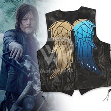 Walking’s Dead Season 10 Daryl Dixon Vest Color Angel Wings Real Leather Vest