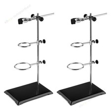 2 Sets Lab Stand  Laboratory Retort Support Stand w/ Flask Clamp & Retort Ring