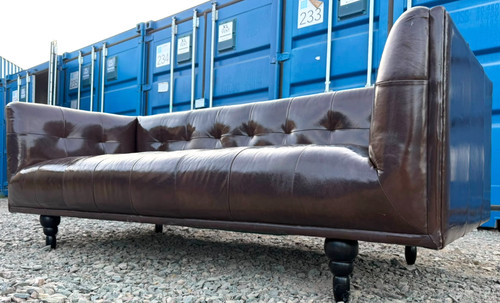 Brown leather chesterfield - brown,