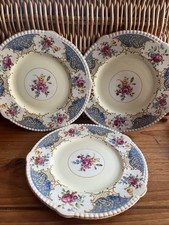 3 Vintage Soho Pottery Solian Ware England Chintz Side Plates Pink Blue Floral