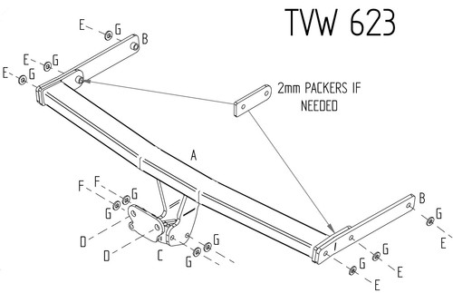 Towtrust fixed flange towbar - flange,