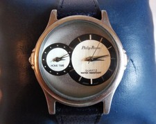 Vintage Philip Persio Dual Dials Quartz Men Wristwatch, working and keeps time