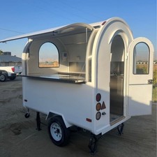 Small White Food Trailer | Compact Mobile Coffee Snack Cart with Service Window
