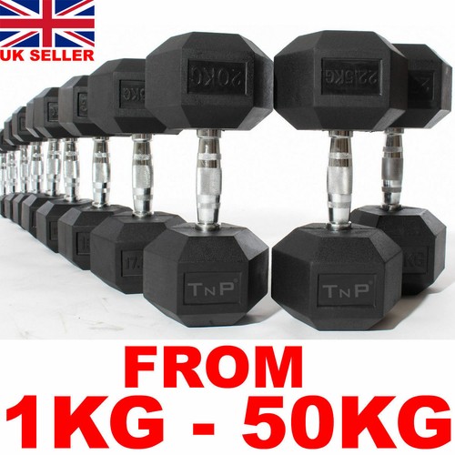 Hex dumbbells rubber encased - hex,