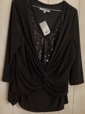 CHESCA BLACK DRESSY TOP WITH SEQUINS BNWT RRP £120 size2