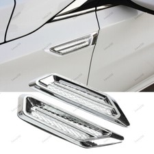 2Pcs Air Flow Fender Side Vent Decoration Sticker Plastic Chrome Car Accessories