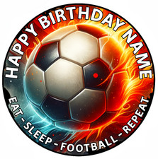 6 - 8 Inch, Football Themed, Personalised, Edible Cake Topper, Birthday
