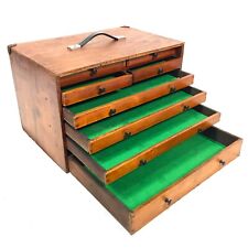 Antique Wooden Engineers Toolbox / Tool Box / Collectors Cabinet with Key