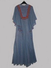 Vintage After Six by Ronald Joyce 1970s maxi chambray batwing dress UK 10