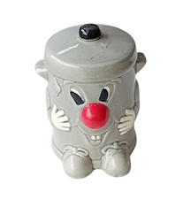 Vintage Dusty Bin Ted Rogers Ceramic Money Box with Stopper Rare Retro 1980's