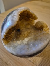 Natural Quartz Geode Sphere Polished Crystal with Open Cavity +Stand New & Boxed