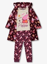 Peppa Pig 3 Piece Cotton Pyjamas Fleece Dressing Gown 3-4yrs Xmas Gift Present