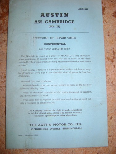 Austin a55 cambridge schedule - a55,
