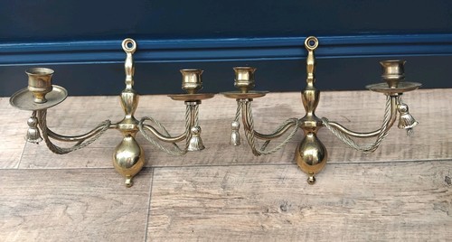 Pair vintage brass arm wall - pair,