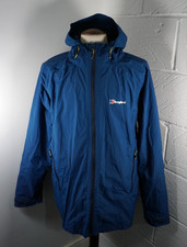 Mens Berghaus Hydroshell Blue Waterproof Hooded Rain Jacket VGC - Size XL