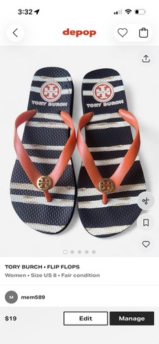 Tory burch flip flops size - tory,