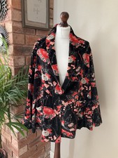 Sahara Velvet Jacket Lagenlook Black Floral oriental print Velour size M / L