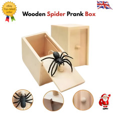 Spider Prank Box Wooden Pop Out Scare Toy Funny Joke Gift Halloween Xmas UK