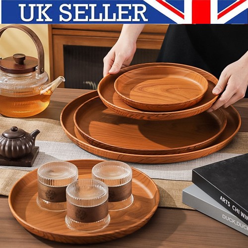 Wooden serving tray round tea - serving,