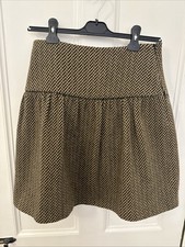 Moloh Brown Tweed Skirt 100% Wool Lined Short  |Size UK 8 Excellent