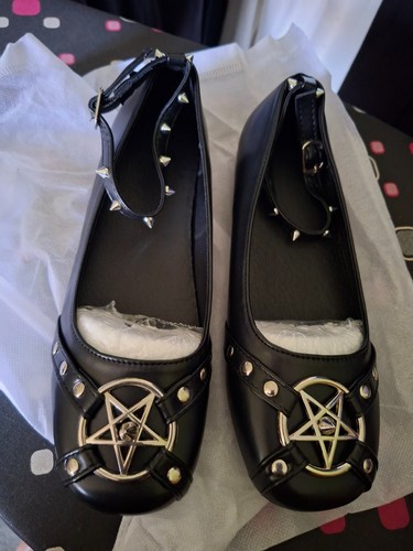 Ladies girls flat black gothic - ladies,