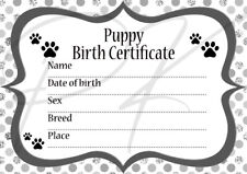 PUPPY / KITTEN Birth Certificates / Pedigree Certificates Breeder Forms A5