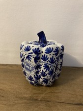 Vintage Handcrafted in Thailand - Decorative Bell Pepper Blue and White Jar