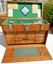 H. Gerstner & Sons 7 Drawer Oak Wood Machinists Chest Tool Box ~ Loaded w/Tools