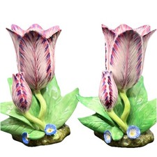 Pair Of Mottahedeh Pink Tulip Vases