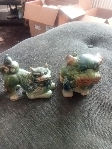 Foo dog stone statues - stone,