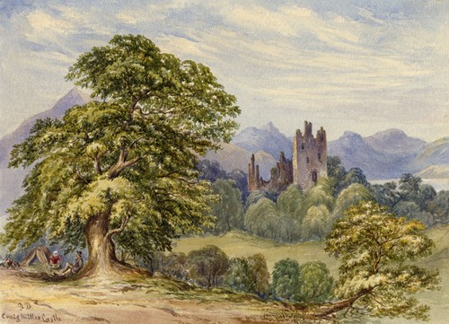 Scottish castle watercolour - scottish,
