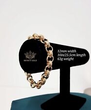 Mens 9ct Gold XP 12mm Diamond Cut Belcher Bracelet Patterned Belcher