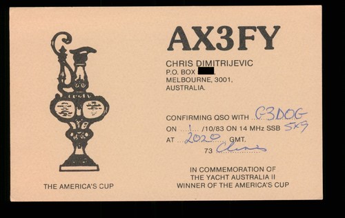 Qsl radio card australia ax3fy - radio,