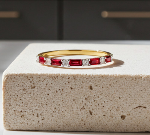 18ct gold ruby baguette - ruby,