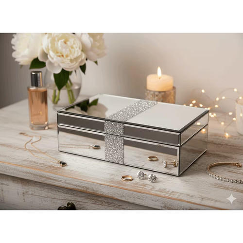 Mirrored glass jewellery box - glass,