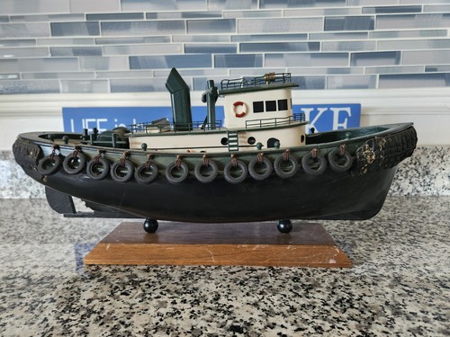 Wooden model tug - boat, vintage