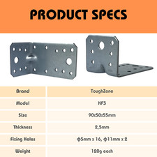 HEAVY DUTY Galvanized Steel Corner Brackets Reinforced Angle Braces Metal KP