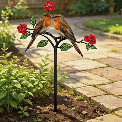 Metal robin garden decor - garden,