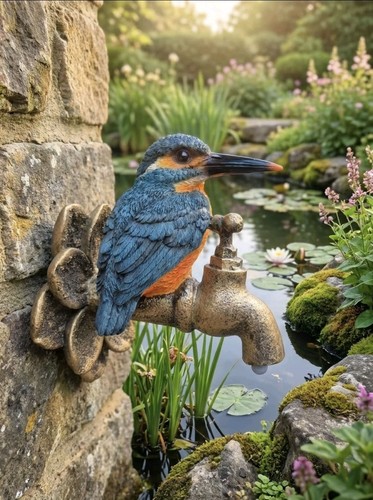 Kingfisher garden tap ornament - garden,