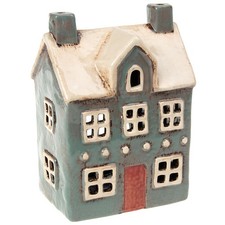 Shudehill Giftware Village Pottery Traditional Grey House Tealight Holder