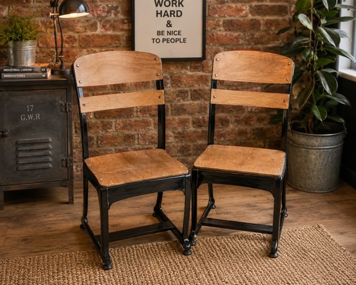 Pair vintage industrial school - pair,