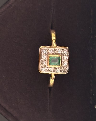 18ct gold emerald diamond - emerald, &