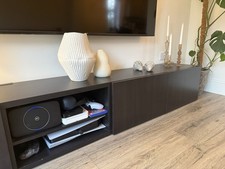 IKEA BESTÅ Wall-mounted cabinet combination, black-brown/Lappviken, 120x42x38 cm