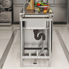 Stainless Steel Commercial Sink with Shelf for Kitchen