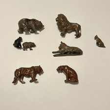 Lot of 8 Vtg Britains Lead Zoo Animals Lions Tigers Bears Baby