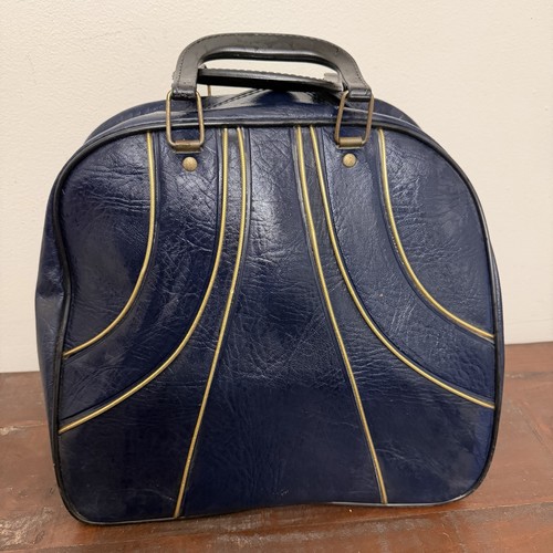 Vintage blue bowling ball - bowling, bag