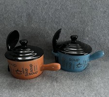 Pair 2x Orange Blue Ceramic