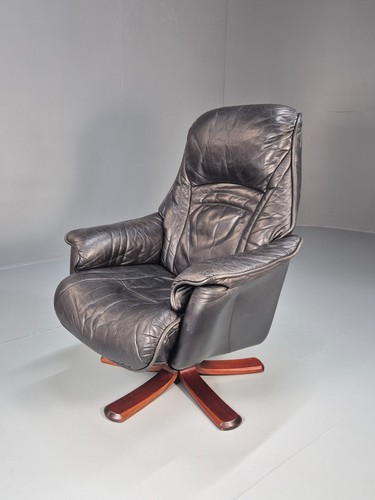 Vintage danish leather swivel - leather,