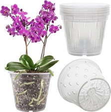 REMIAWY Orchid Pot, 6 Pack Pots with Holes, 5.5 Inch (6 pots), Clear 